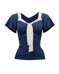 Pretty Tie Top - navy/ivory