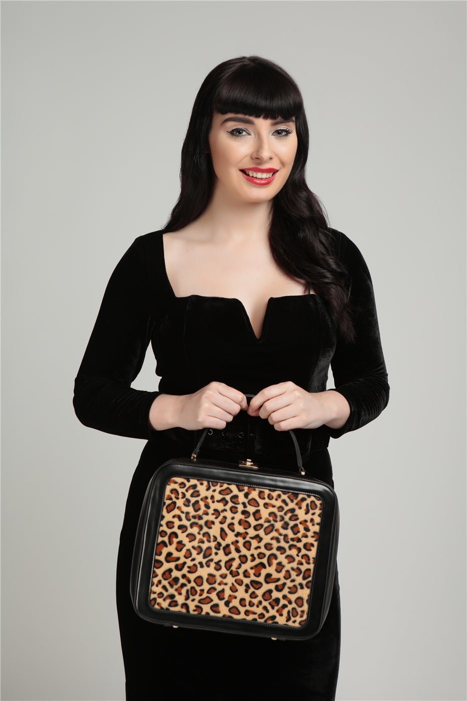 Tasha animal print bag - black