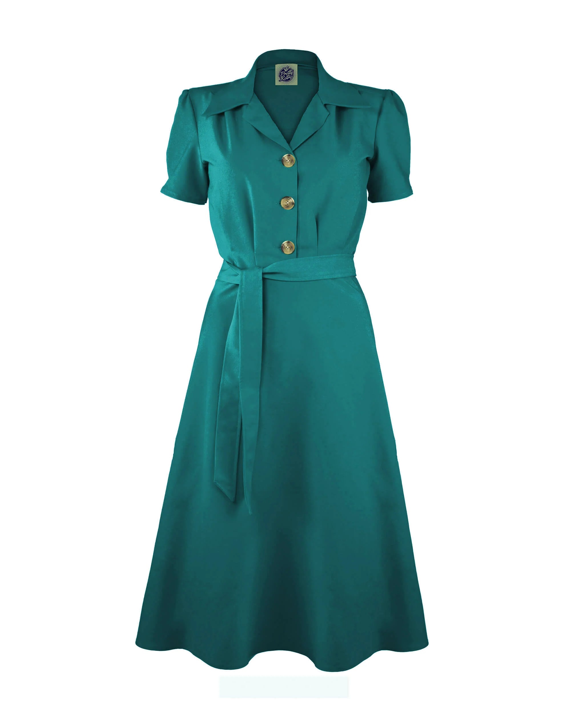 Pretty 40s Shirt Dress - teal - Dotty&Dan