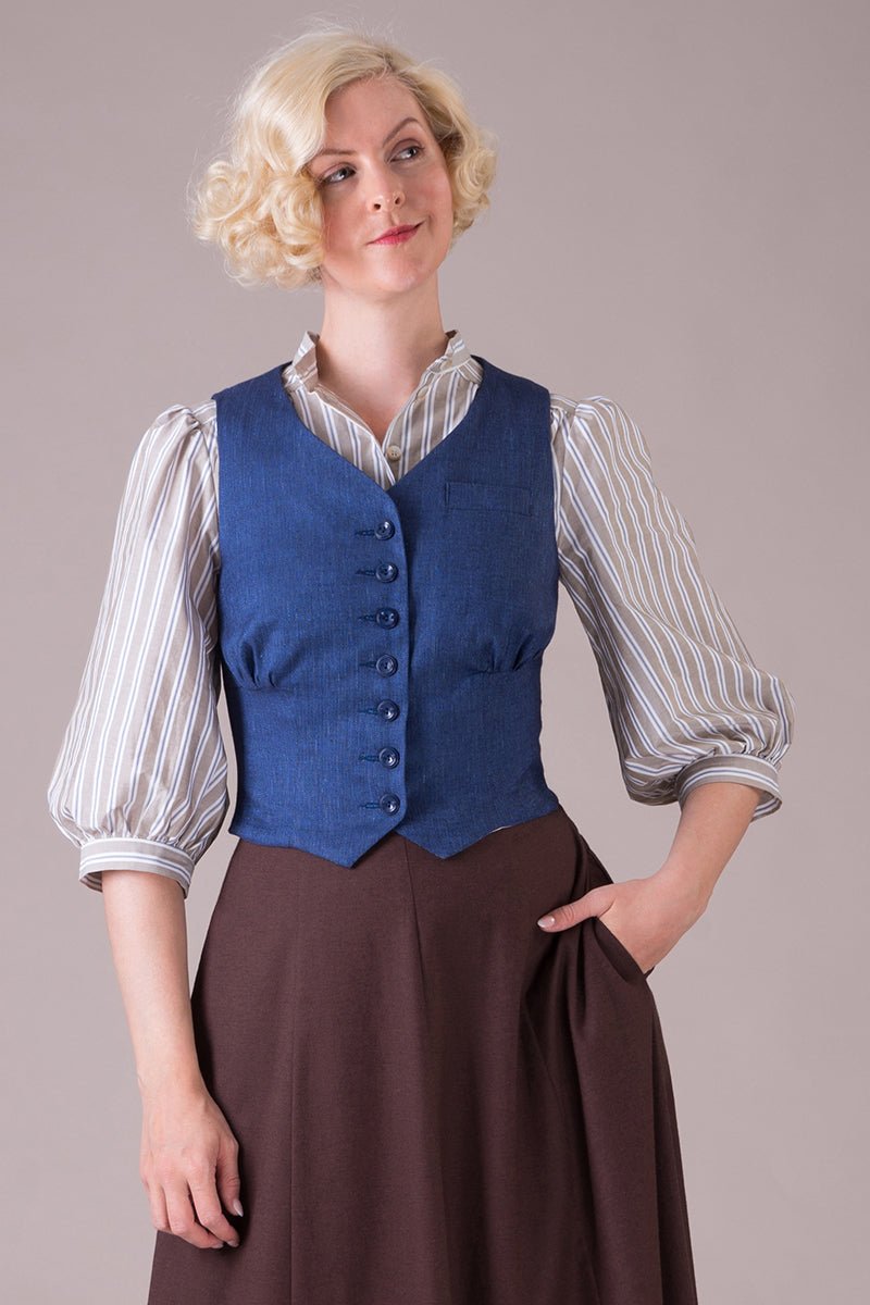 The gentlewoman waistcoat - Navy herringbone - Dotty&Dan