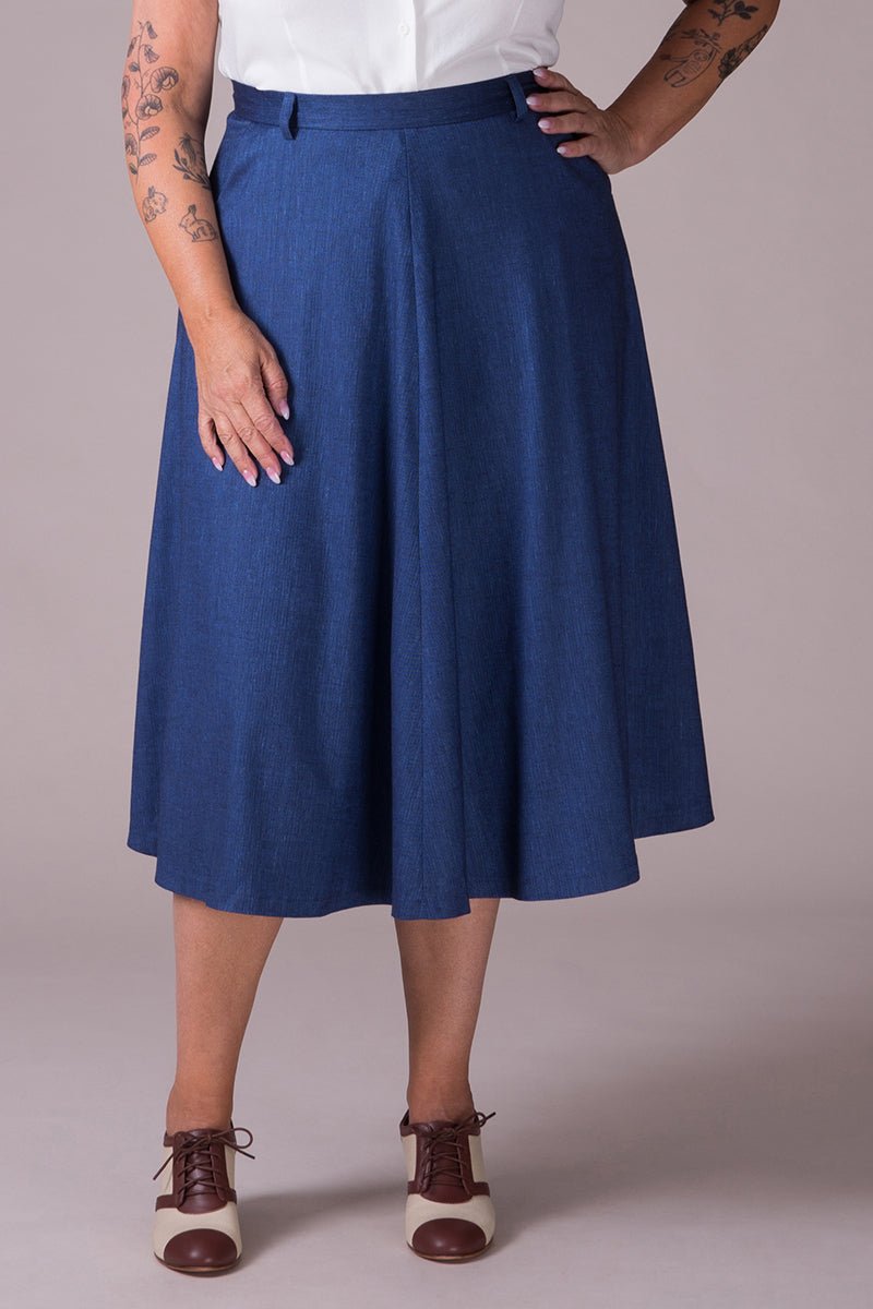 The jazzed-up jazz skirt - Navy herringbone