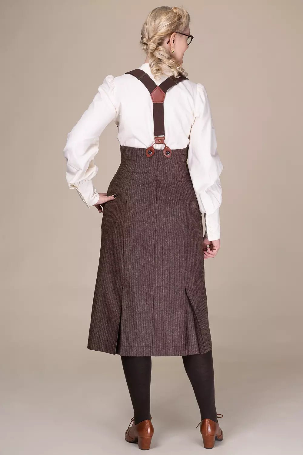 The Miss Fancy Pants Skirt - brown pinstripe - Dotty&Dan