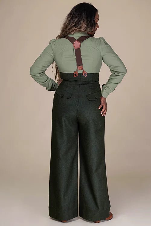 The Miss Fancy Pants Slacks - green herringbone tweed - Dotty&Dan