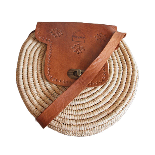 „The Safi“ runde Umhängetasche aus Rattan - Dotty&Dan
