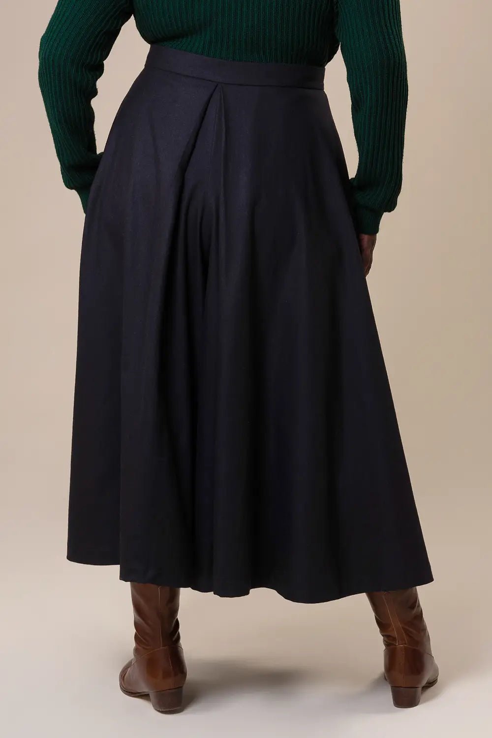 The Secret Split Skirt - black wool blend