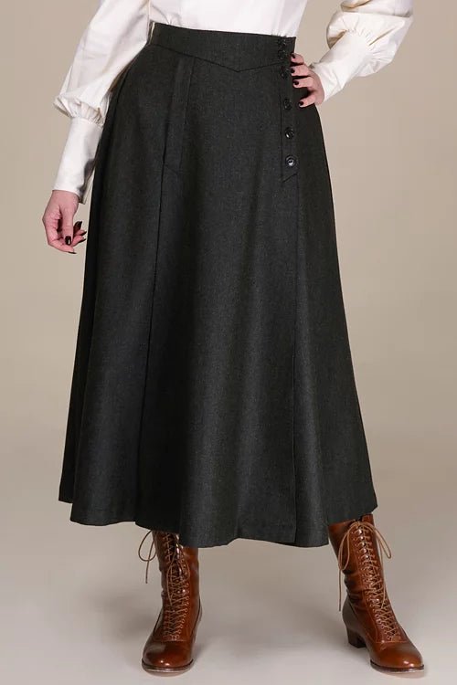 The Secret Split Skirt - green herringbone tweed - Dotty&Dan