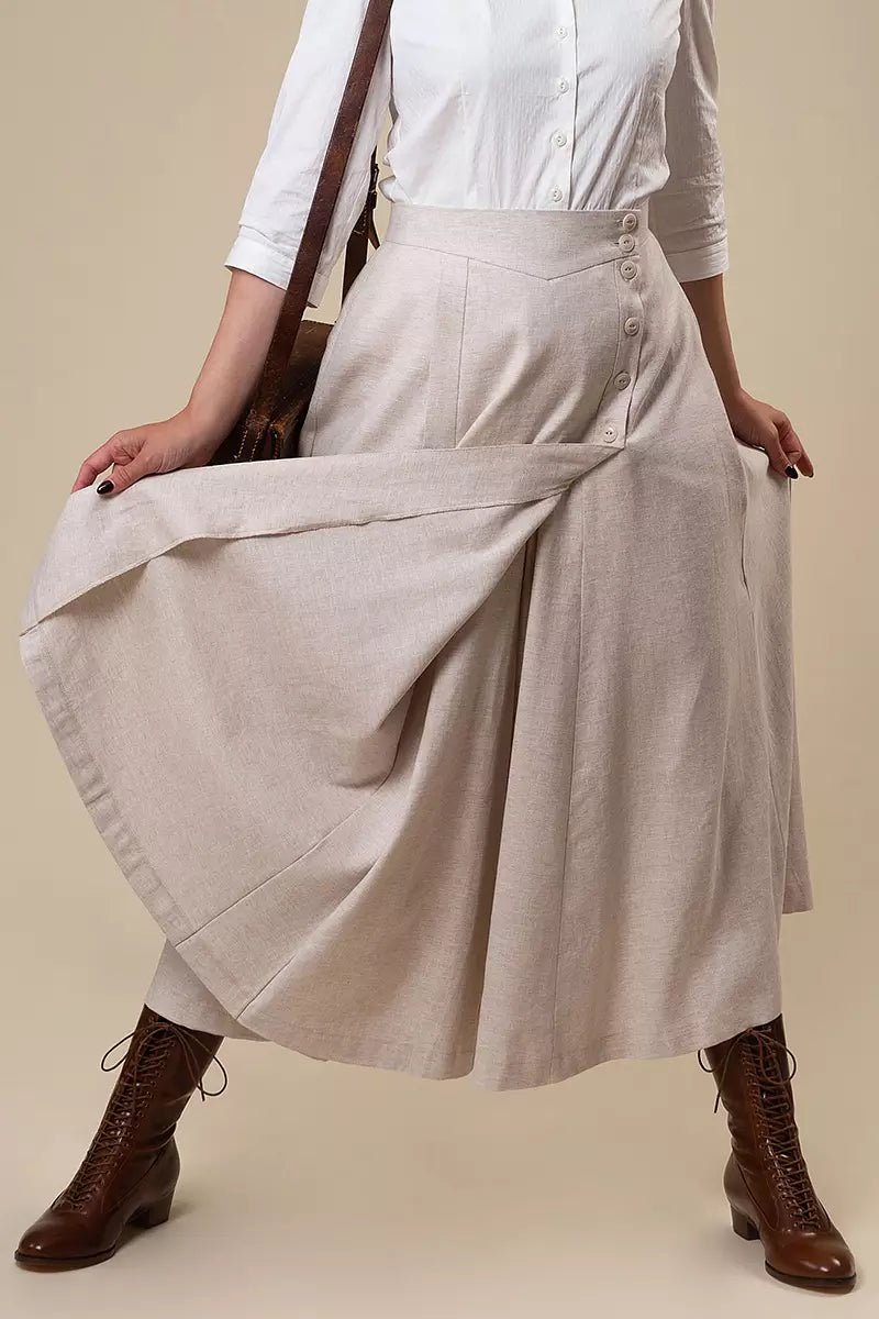 The Secret Split Skirt - sand wide herringbone - Dotty&Dan