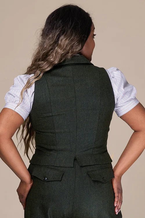 The Watchmaker´s Waistcoat - green herringbone tweed - Dotty&Dan