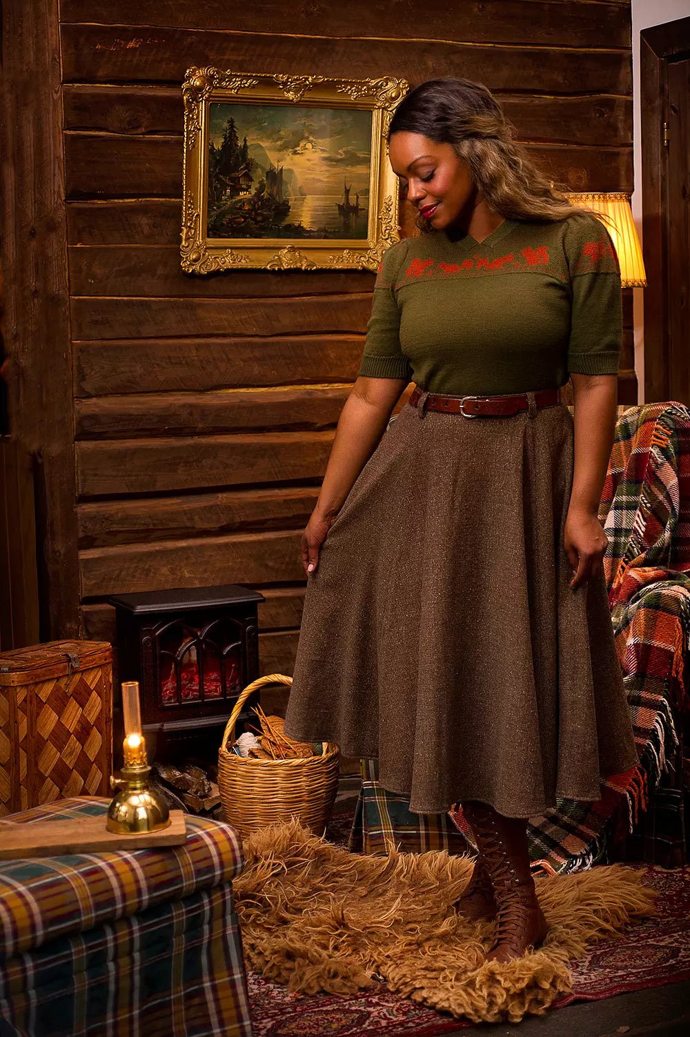 The Winter Wonder Whirl Skirt - brown salt&pepper