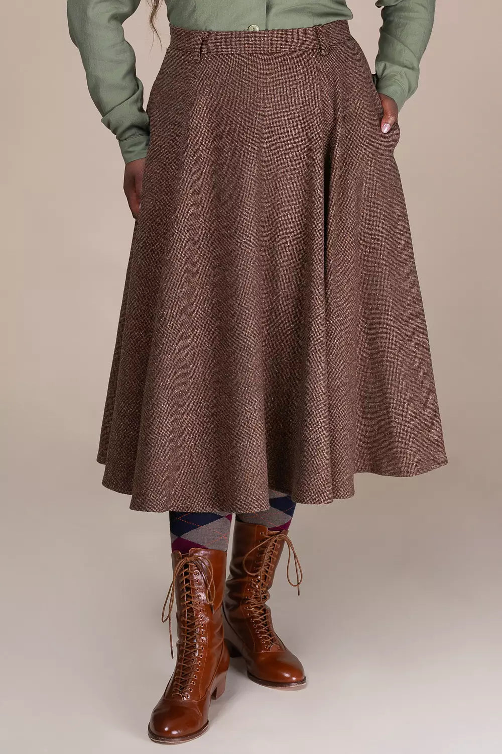 The Winter Wonder Whirl Skirt - brown salt&pepper - Dotty&Dan