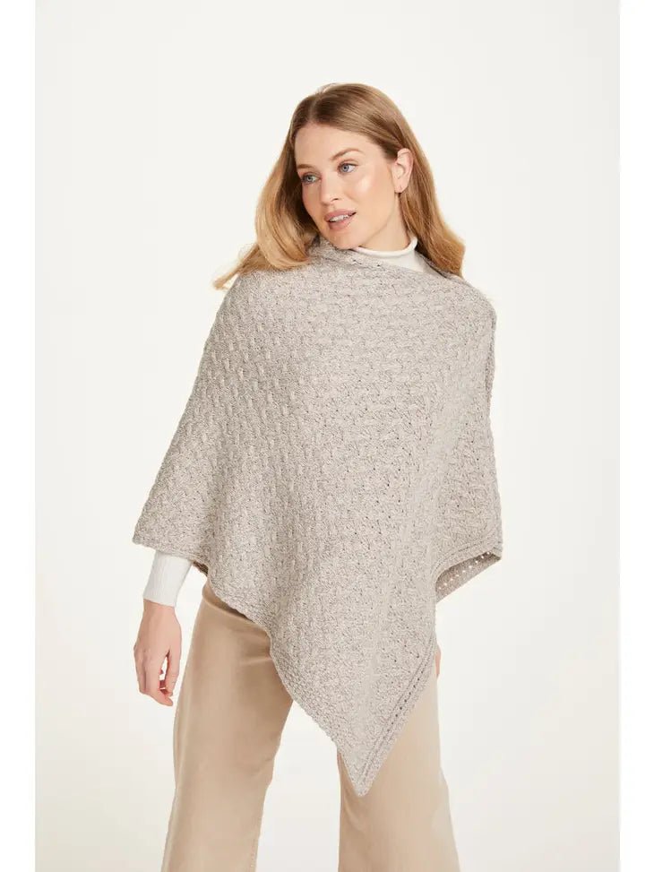 umknöpfbarer Merinowollponcho - beige