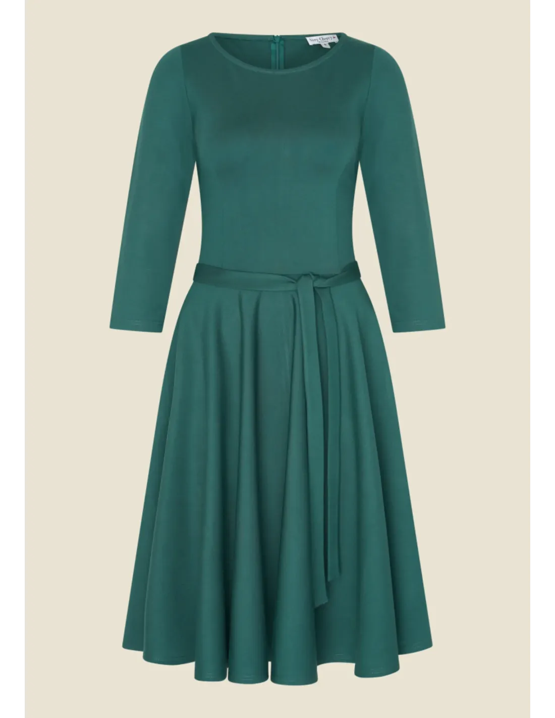 Swingkleid grün mit ¾-Ärmeln und weitem Rock