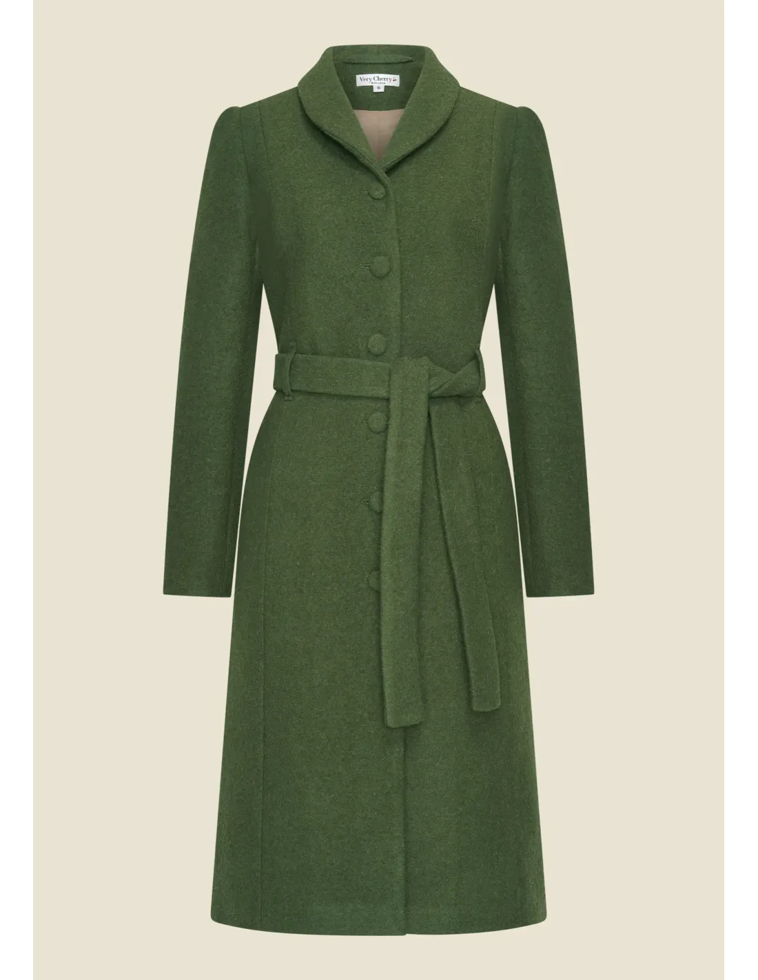 Dahlia Coat Fern Green – Eleganter Wollmantel Damen von Very Cherry - Dotty&Dan