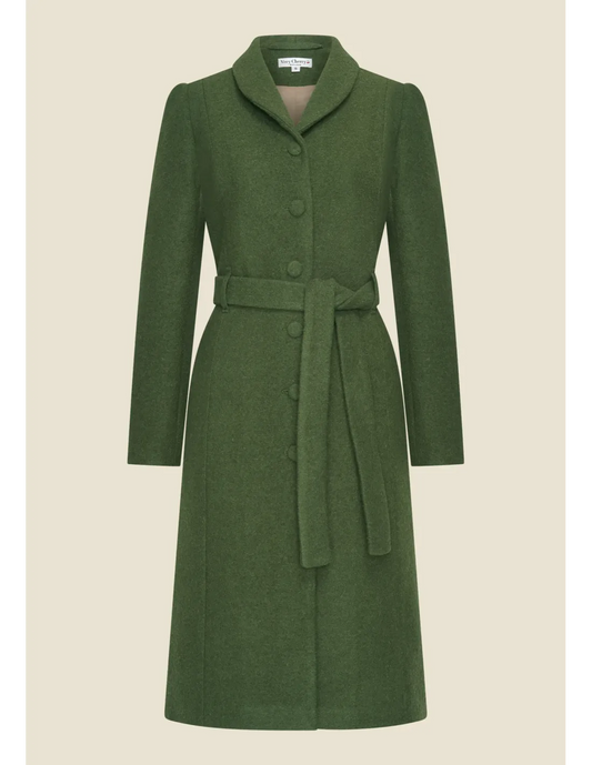 Dahlia Coat Fern Green – Eleganter Wollmantel Damen von Very Cherry - Dotty&Dan