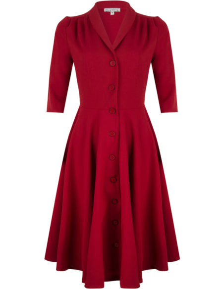 Vintage inspiriertes rotes Damenkleid mit weit ausgestelltem Kreisrock