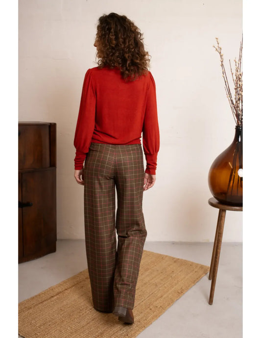 Very Cherry Maya Top Doriana Orange – vintage inspirierter Damen Pullover in Orange Rückansicht