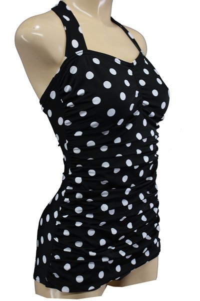 Vintage Badeanzug - 50s polka dot black - Dotty&Dan