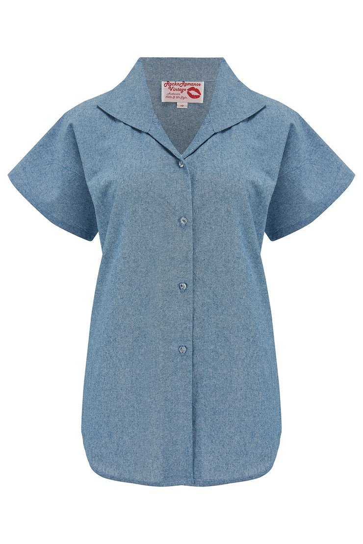 Vintage Bluse Maria - blue Denim - Dotty&Dan