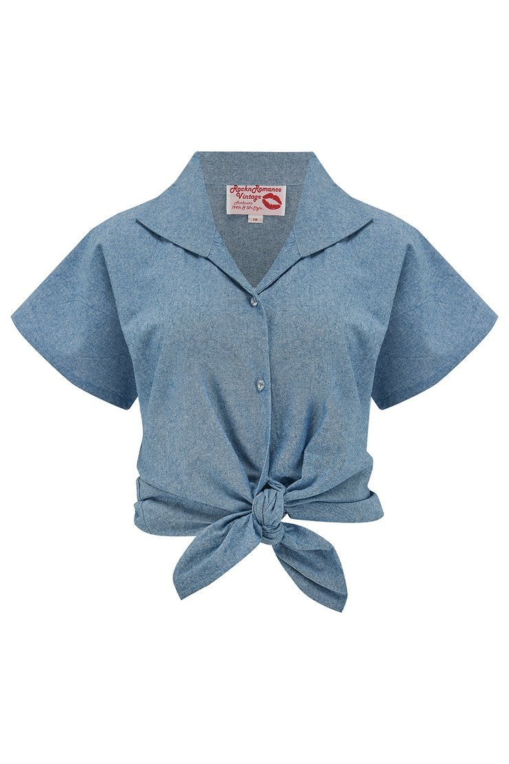 Vintage Bluse Maria - blue Denim - Dotty&Dan