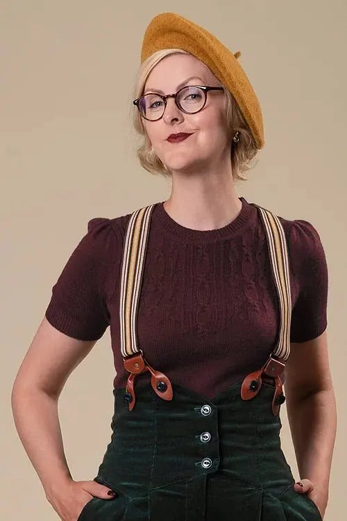 Vintage Damen Hosenträger the sassy suspenders - brown stripe - Dotty&Dan