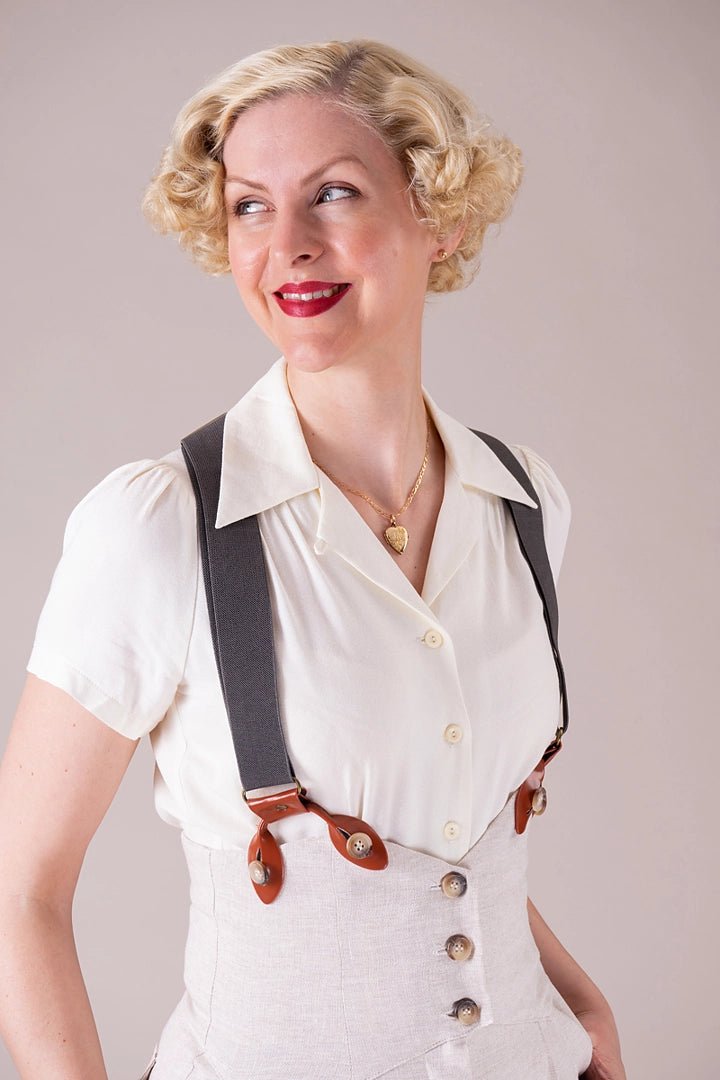 The Sassy Suspenders – Vintage Hosenträger in grau - Dotty&Dan