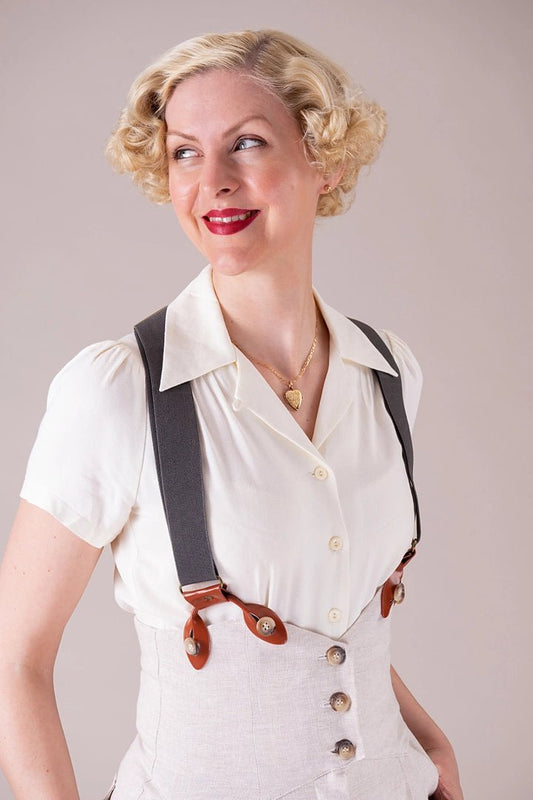 The Sassy Suspenders – Vintage Hosenträger in grau - Dotty&Dan