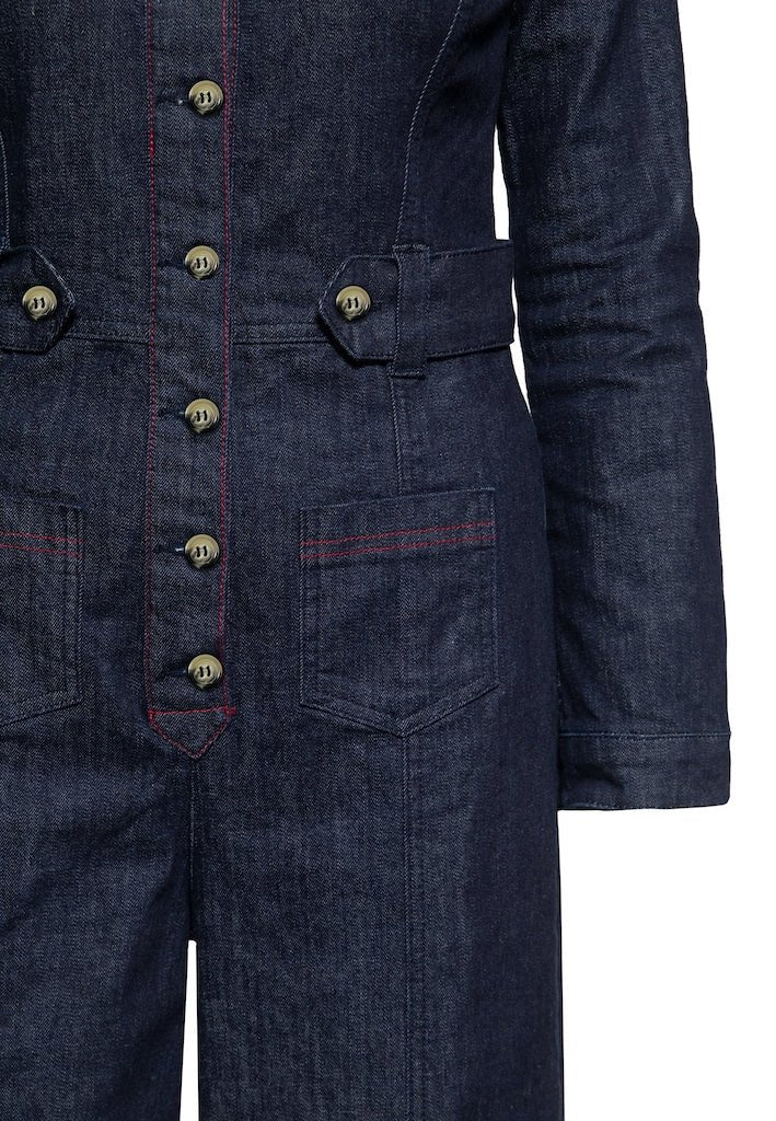 Western Roses Jumpsuit - dark blue wash - Dotty&Dan
