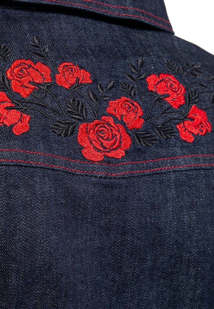 Western Roses Jumpsuit - dark blue wash - Dotty&Dan