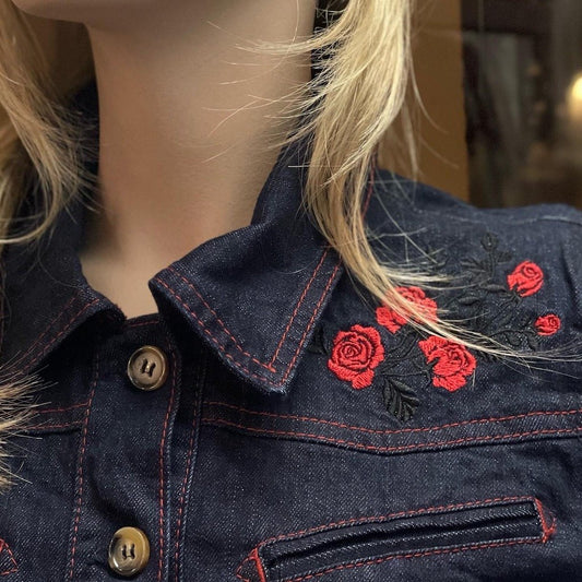 Western Roses Jumpsuit - dark blue wash - Dotty&Dan