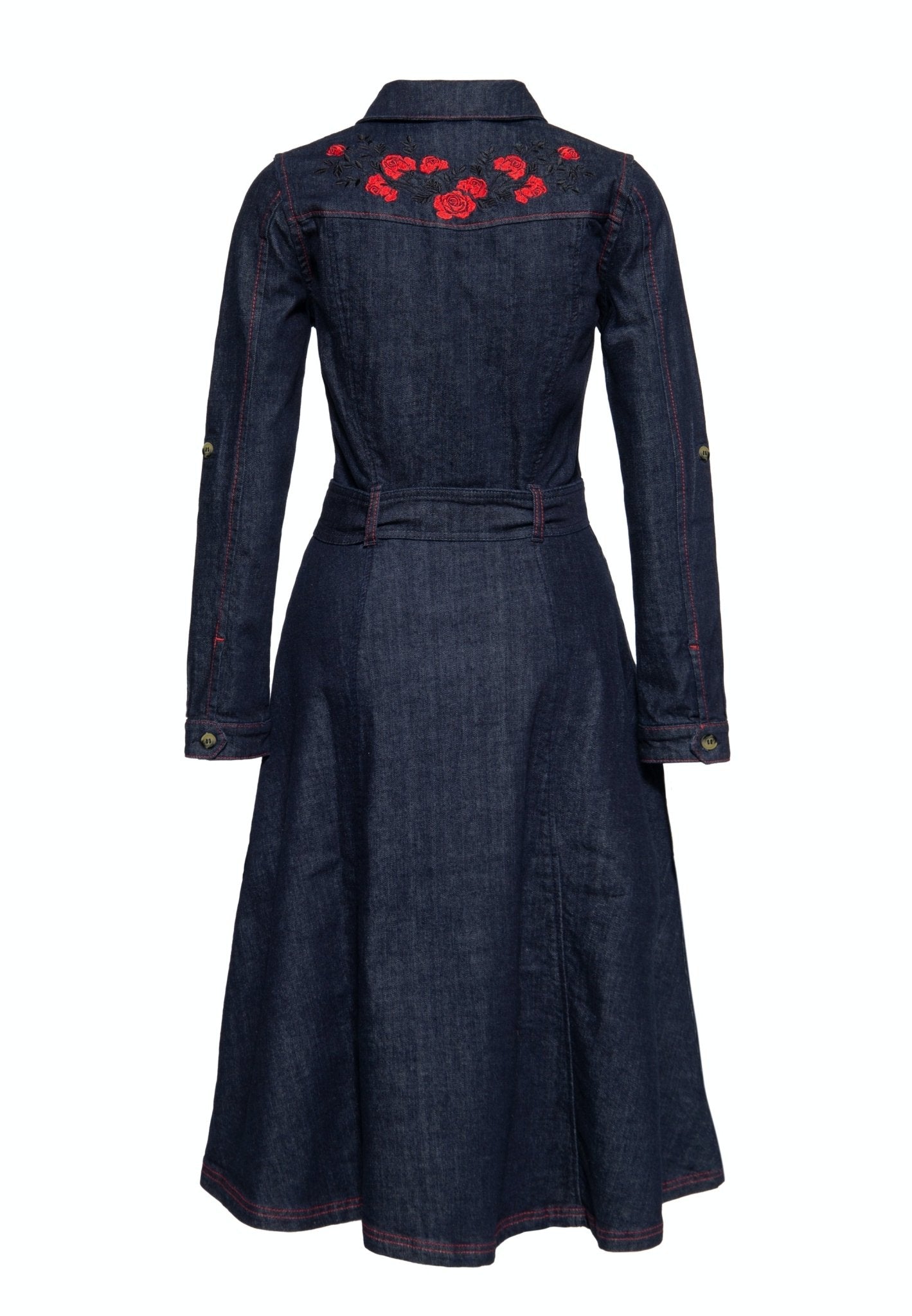Western Swing Dress Roses - dark blue wash - Dotty&Dan