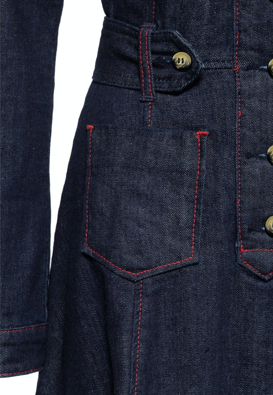 Western Swing Dress Roses - dark blue wash - Dotty&Dan