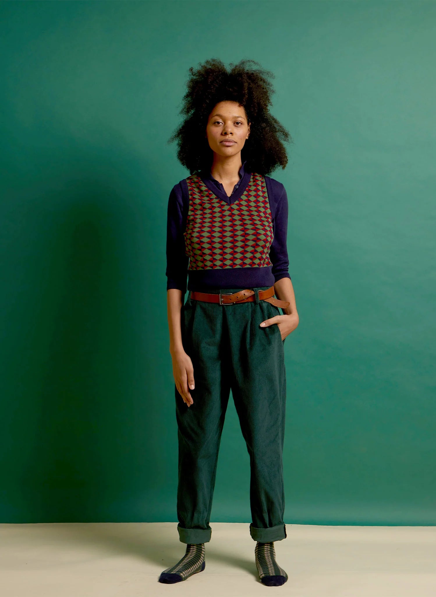 Wilma Trousers - bottle green cord - Dotty&Dan