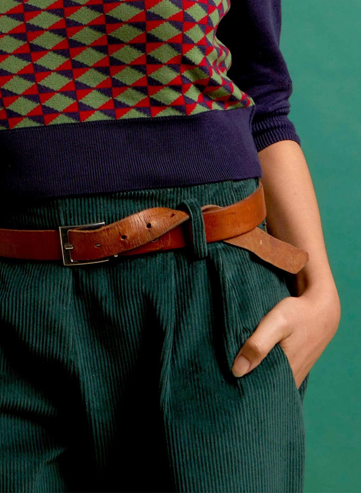 Wilma Trousers - bottle green cord - Dotty&Dan