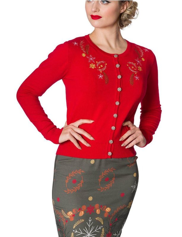 Winter Leaves Embroidery Cardigan - Dotty&Dan