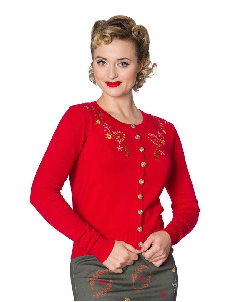 Winter Leaves Embroidery Cardigan - Dotty&Dan