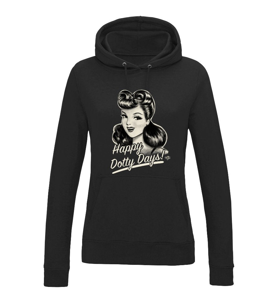 Women´s College Hoodie "Happy Dotty Days" - black - Dotty&Dan