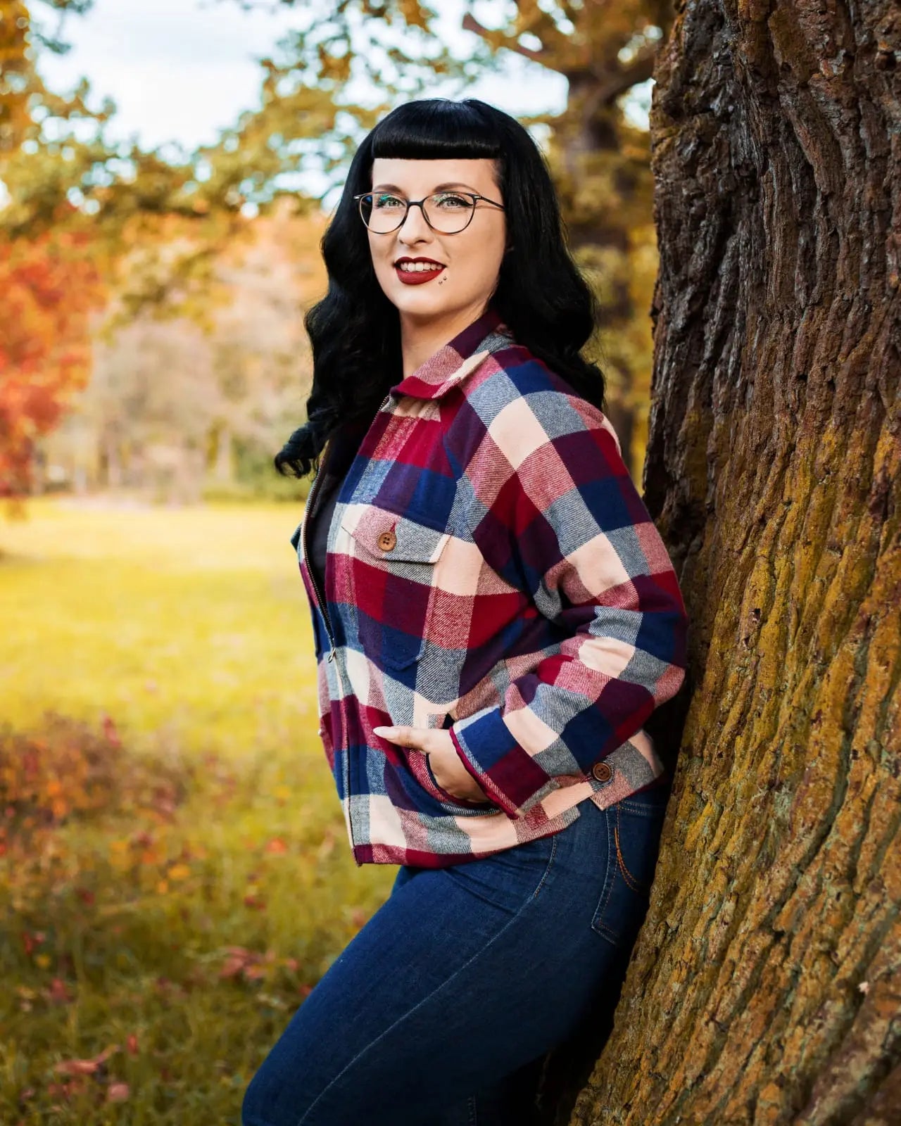 Bobby Jacket - blau/bordeaux Wolle