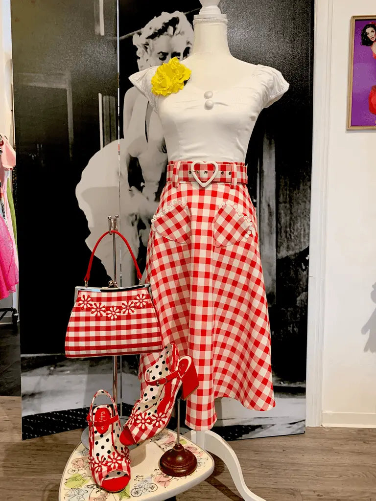Violetta Vintage Gingham Swing Skirt - Dotty&Dan