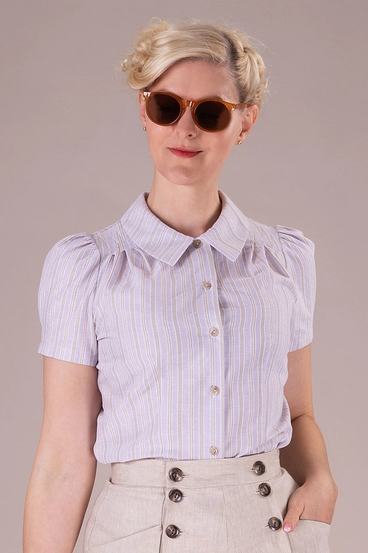 That Same Old Favorite Blouse - lilac textured stripe