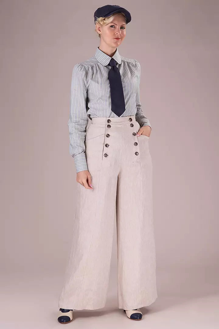 The Wind In Your Sails Trousers - cream heringbone