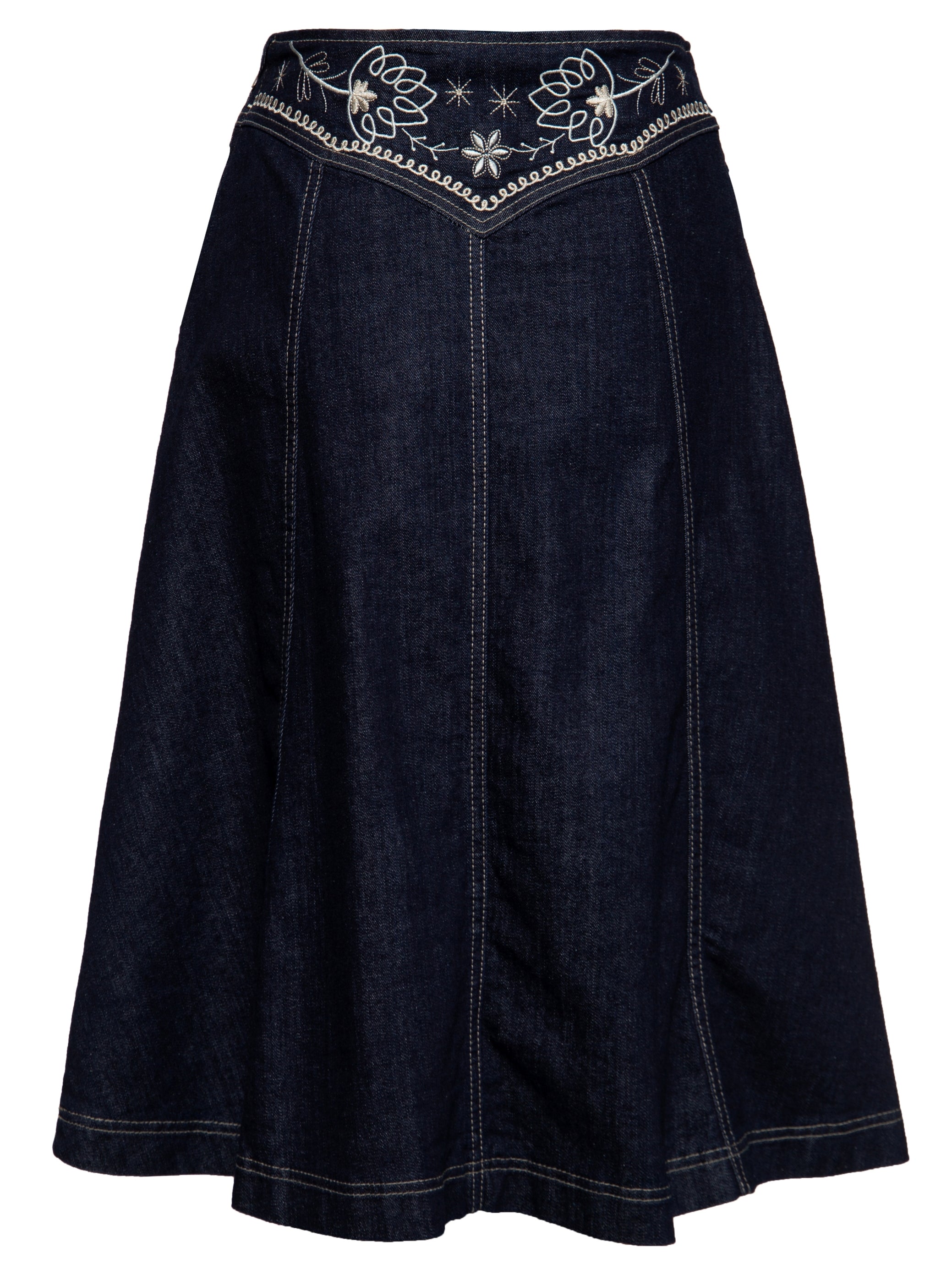 Damen Western Swing Skirt "Flowers" - dark blue wash