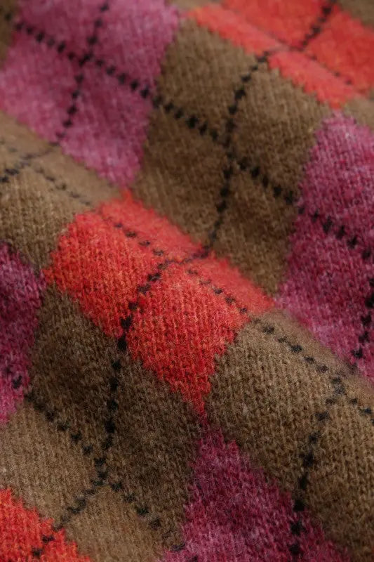 Cardi Long Argyle - bear brown - Dotty&Dan