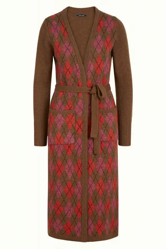 Cardi Long Argyle - bear brown - Dotty&Dan