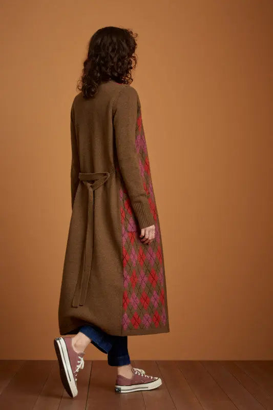 Cardi Long Argyle - bear brown - Dotty&Dan