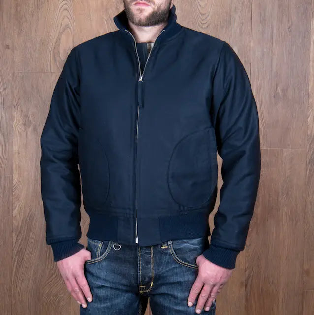 1942 Deck Zip Jacket Dark Blue – Pike Brothers U.S. Navy Jacke aus Jungle Cloth mit Wollfutter