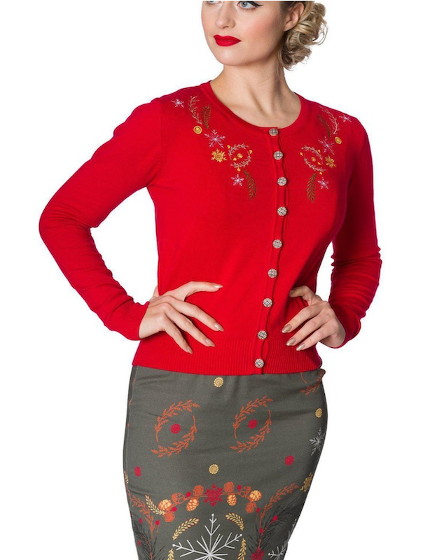 Winter Leaves Embroidery Cardigan