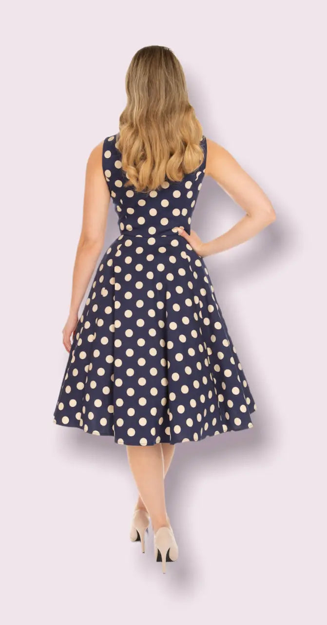Mia Polka Dot Swing Dress - blue - Dotty&Dan