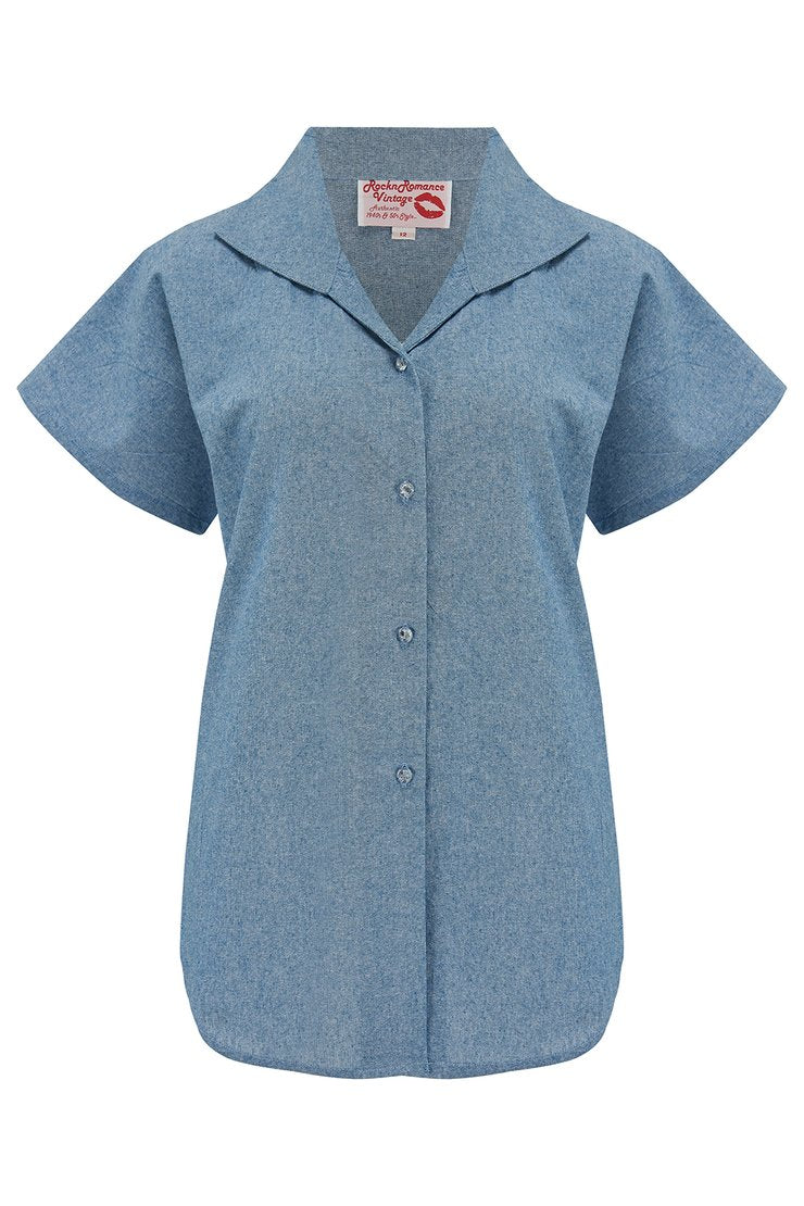 Vintage Bluse Maria - blue Denim