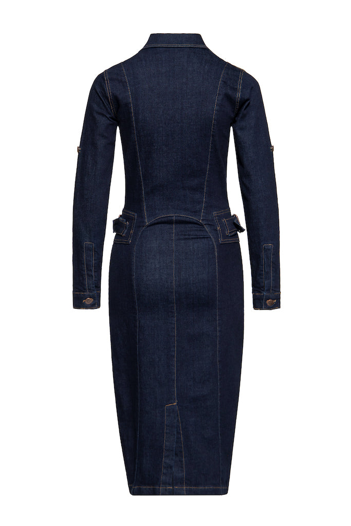 Workwear Pencil Dress - dark blue wash - Dotty&Dan