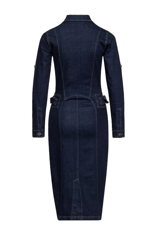Workwear Pencil Dress - dark blue wash - Dotty&Dan